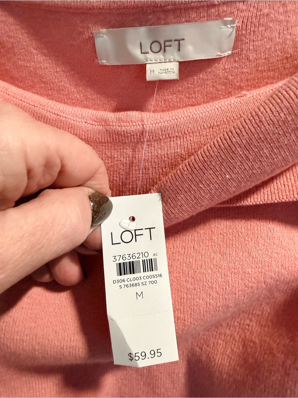 NWT Loft Ribbed Off The Shoulder Sweater in Pink Size Medium - Picture 4 of 8